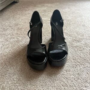 Zara Shiny Black Platform Heels